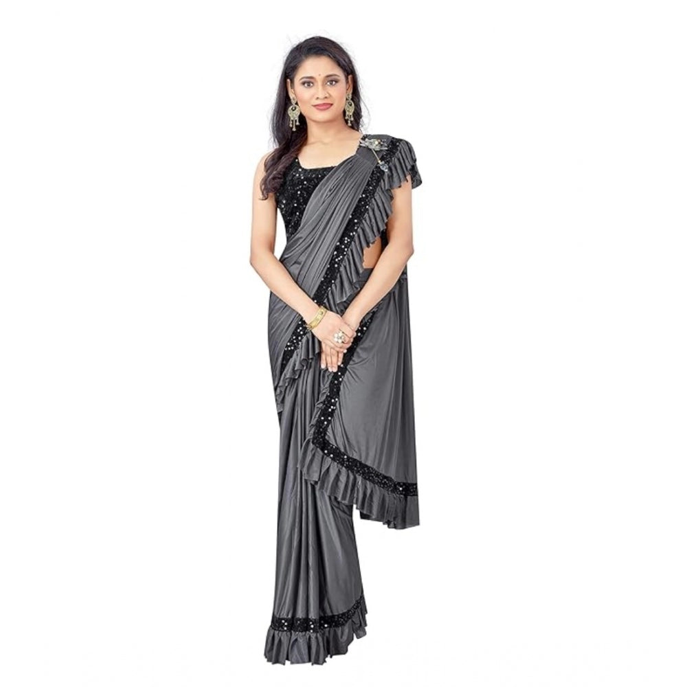 Ranili Lycra Solid Saree With Unstitched Blouse