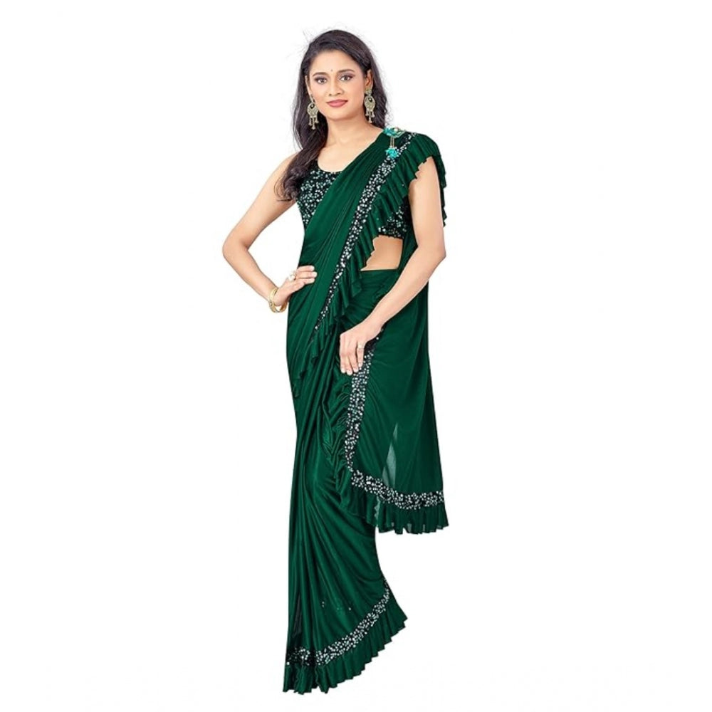 Ranili Lycra Solid Saree With Unstitched Blouse