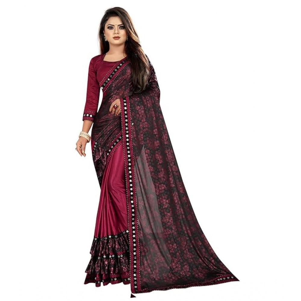 Ranili Lycra Solid Saree With Unstitched Blouse
