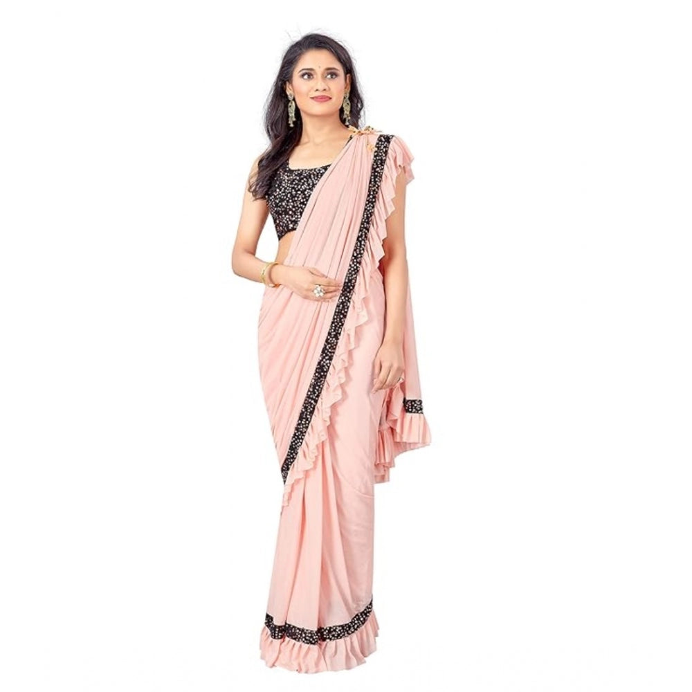 Ranili Lycra Solid Saree With Unstitched Blouse