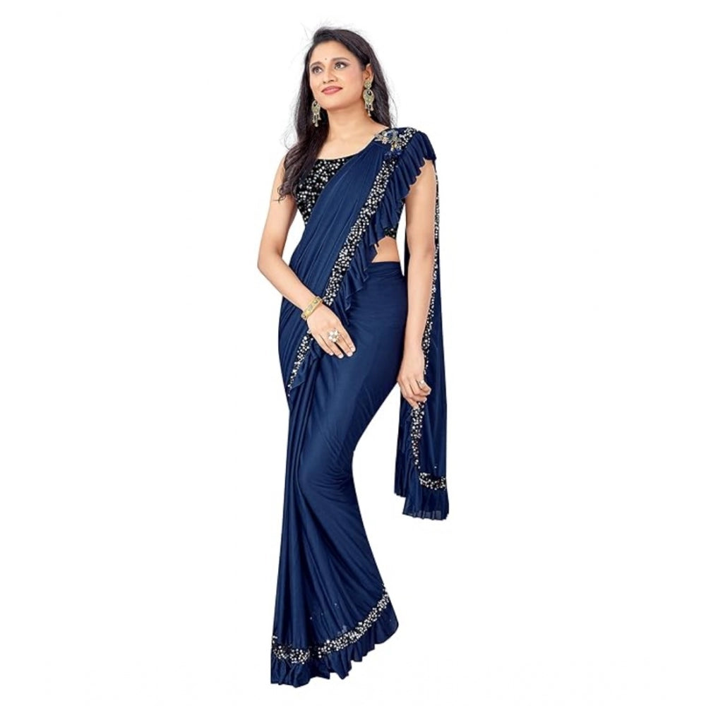 Ranili Lycra Solid Saree With Unstitched Blouse
