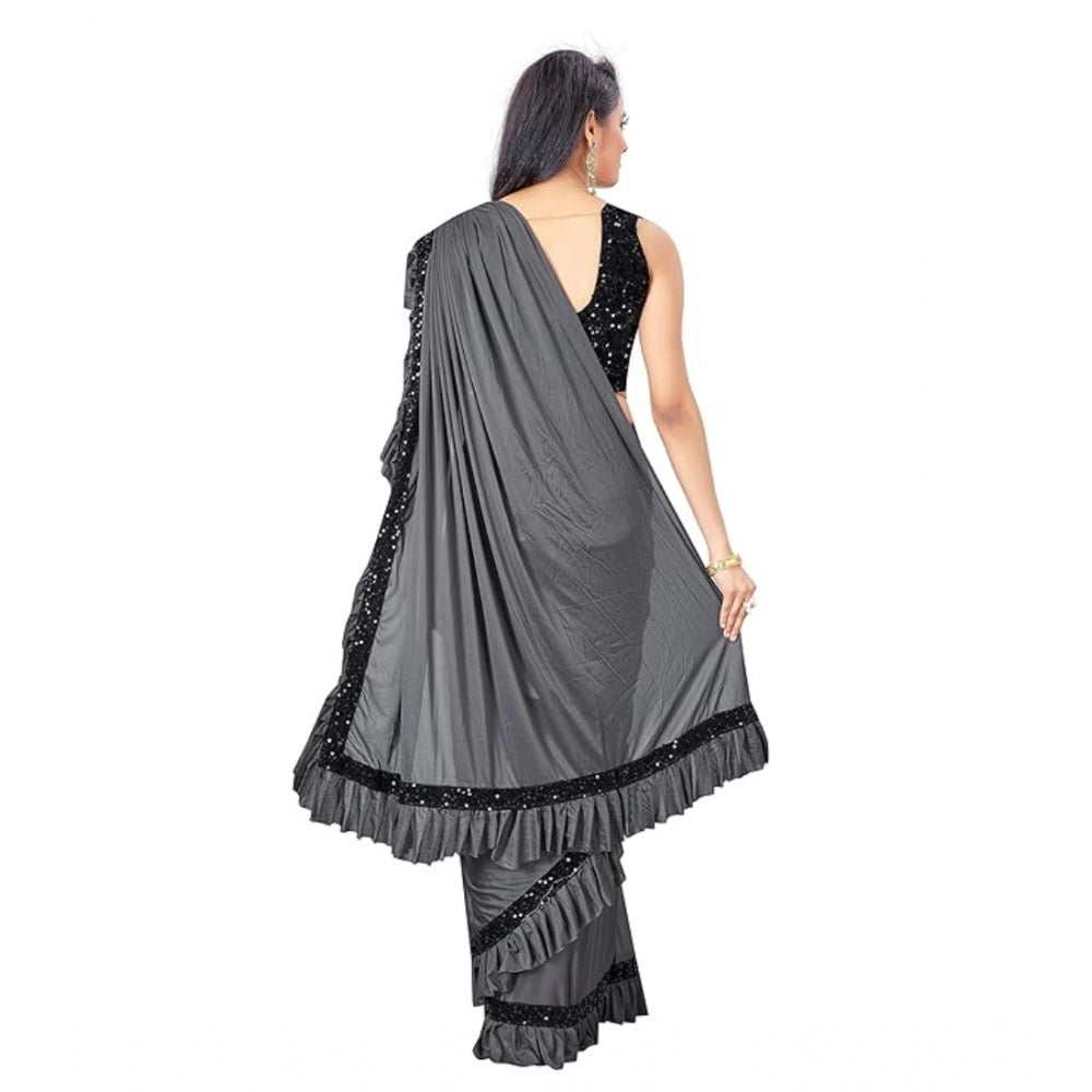 Ranili Lycra Solid Saree With Unstitched Blouse