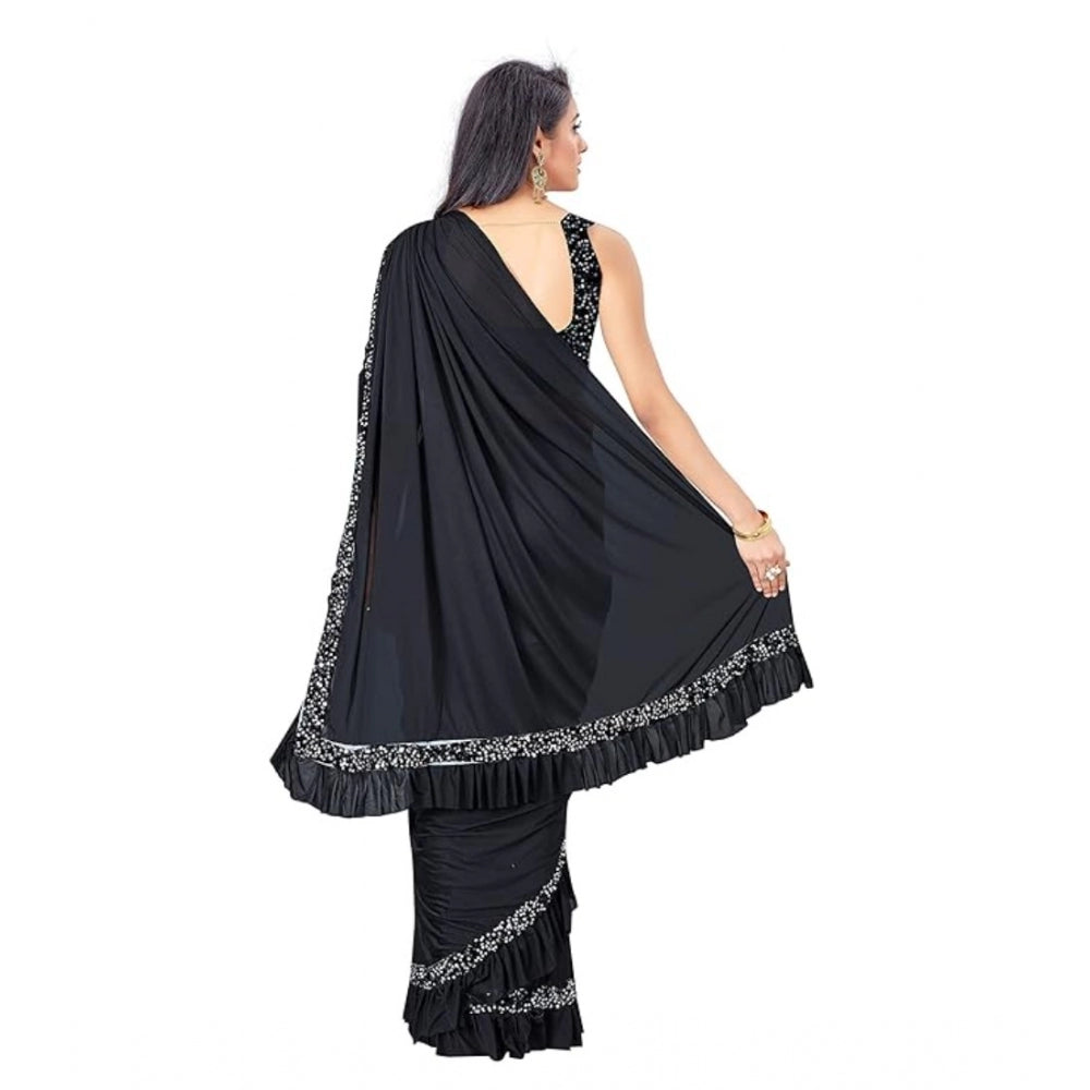 Ranili Lycra Solid Saree With Unstitched Blouse