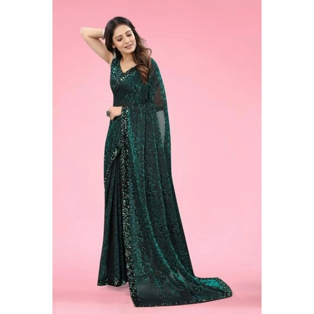 Ranili Lycra Floral Saree With Unstitched Blouse