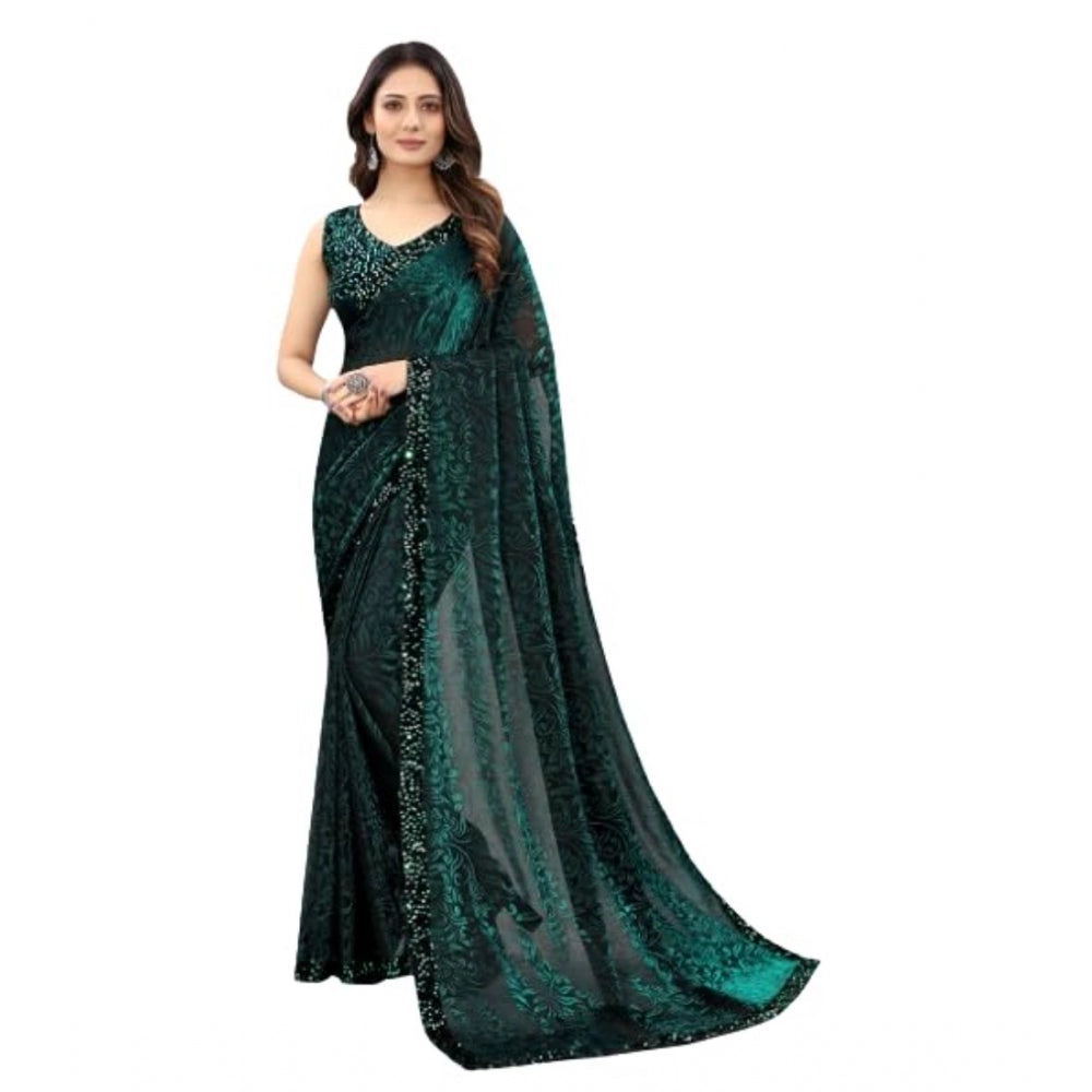 Ranili Lycra Floral Saree With Unstitched Blouse