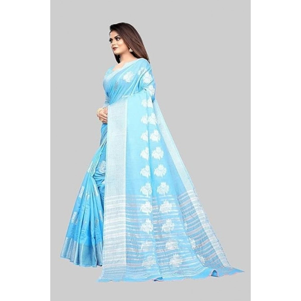 Ranili Cotton Silk Floral Saree With Unstitched Blouse