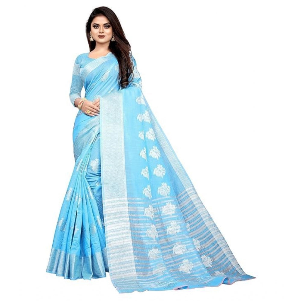 Ranili Cotton Silk Floral Saree With Unstitched Blouse