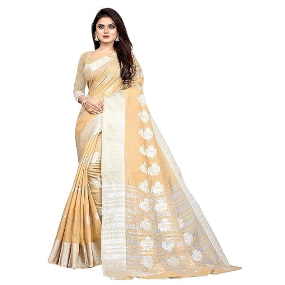 Ranili Cotton Silk Floral Saree With Unstitched Blouse