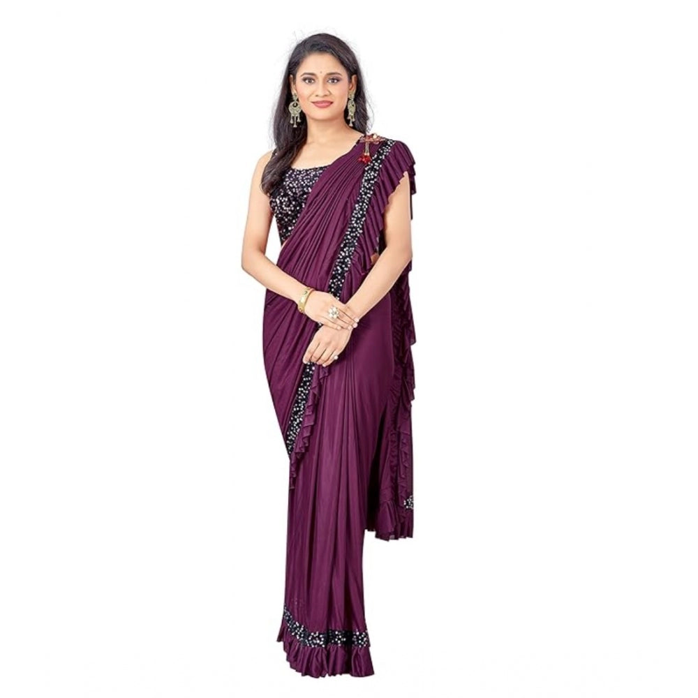 Ranili Lycra Solid Saree With Unstitched Blouse