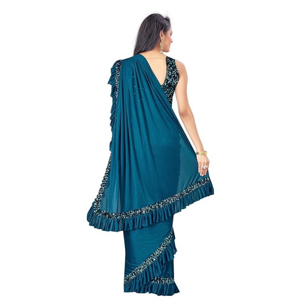 Ranili Lycra Solid Saree With Unstitched Blouse