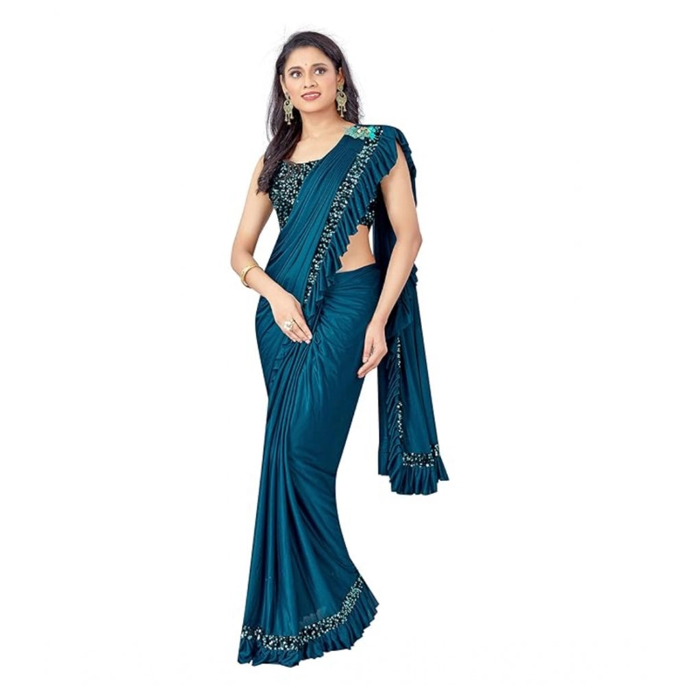 Ranili Lycra Solid Saree With Unstitched Blouse