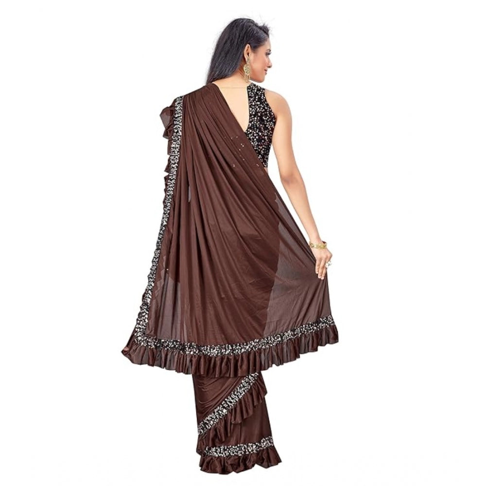 Ranili Lycra Solid Saree With Unstitched Blouse