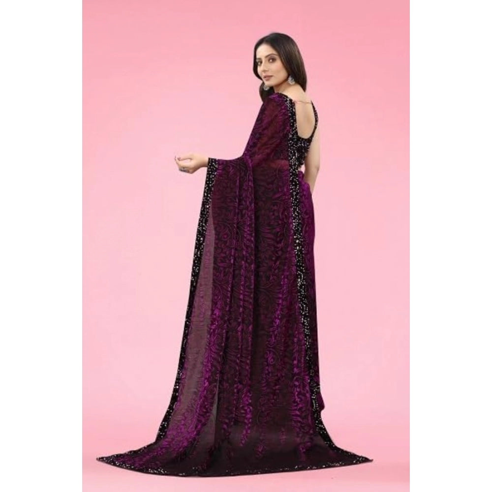 Ranili Lycra Floral Saree With Unstitched Blouse