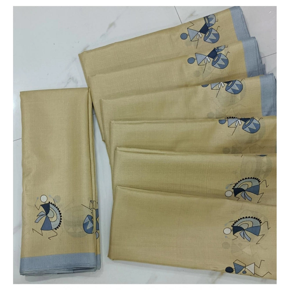 Ranili Cotton Silk Printed Saree With Unstitched Blouse