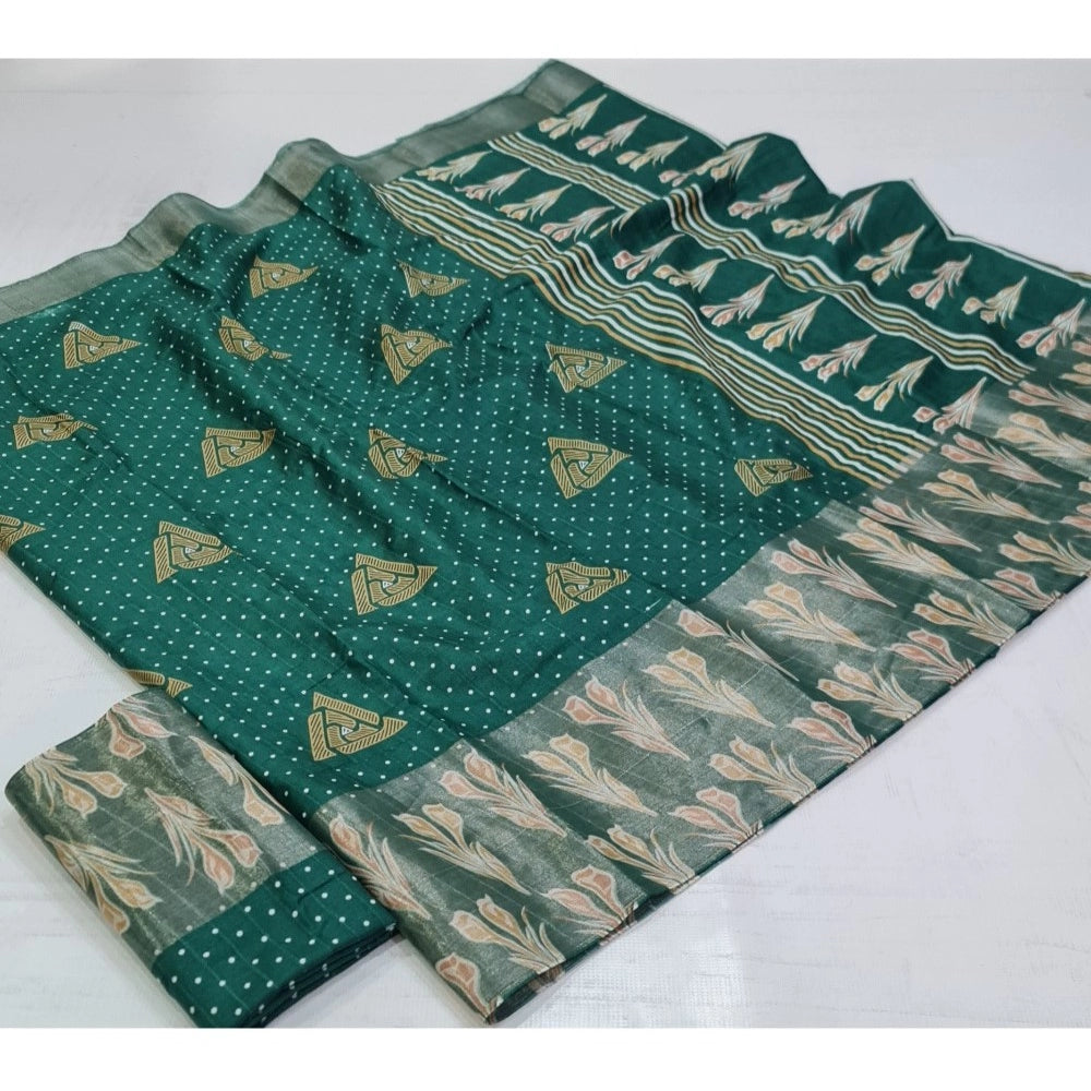 Ranili Cotton Silk Printed Saree With Unstitched Blouse