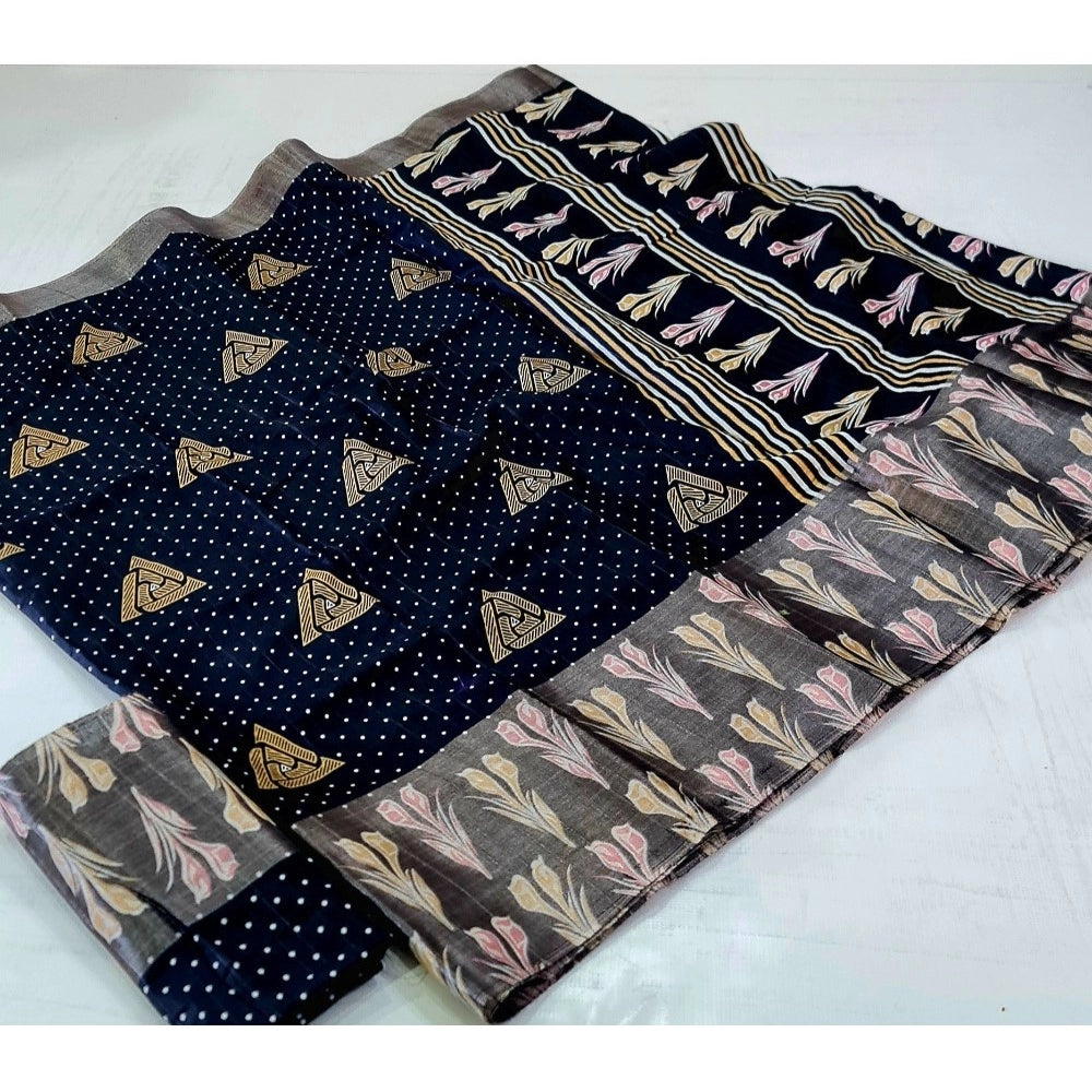 Ranili Cotton Silk Printed Saree With Unstitched Blouse