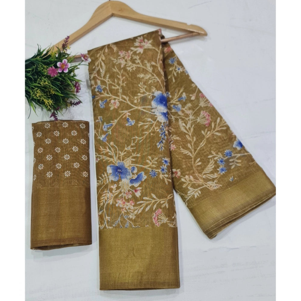 Ranili Cotton Printed Saree With Unstitched Blouse