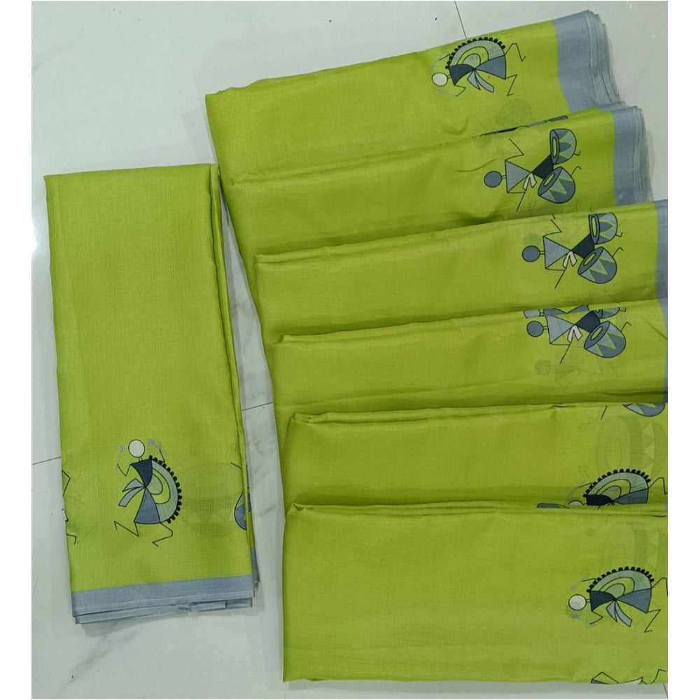 Ranili Cotton Silk Printed Saree With Unstitched Blouse