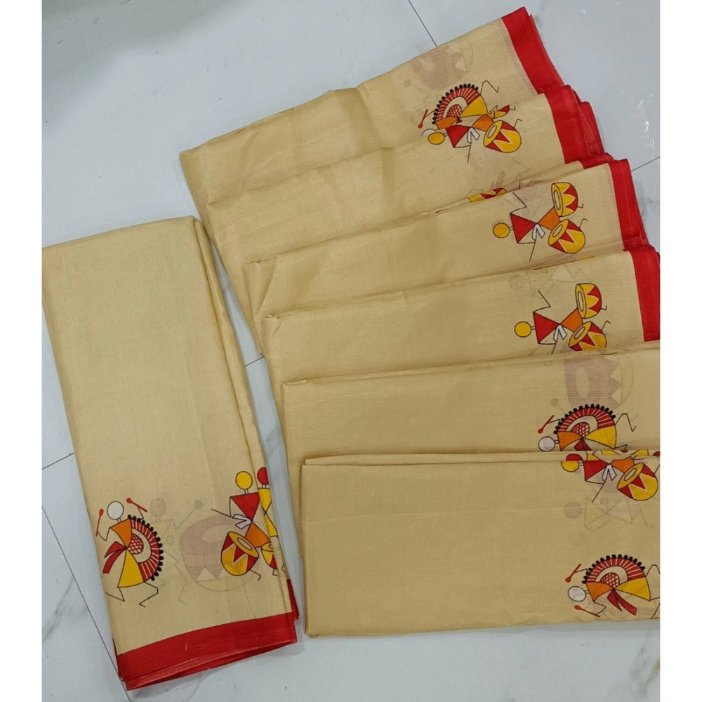 Ranili Cotton Silk Printed Saree With Unstitched Blouse