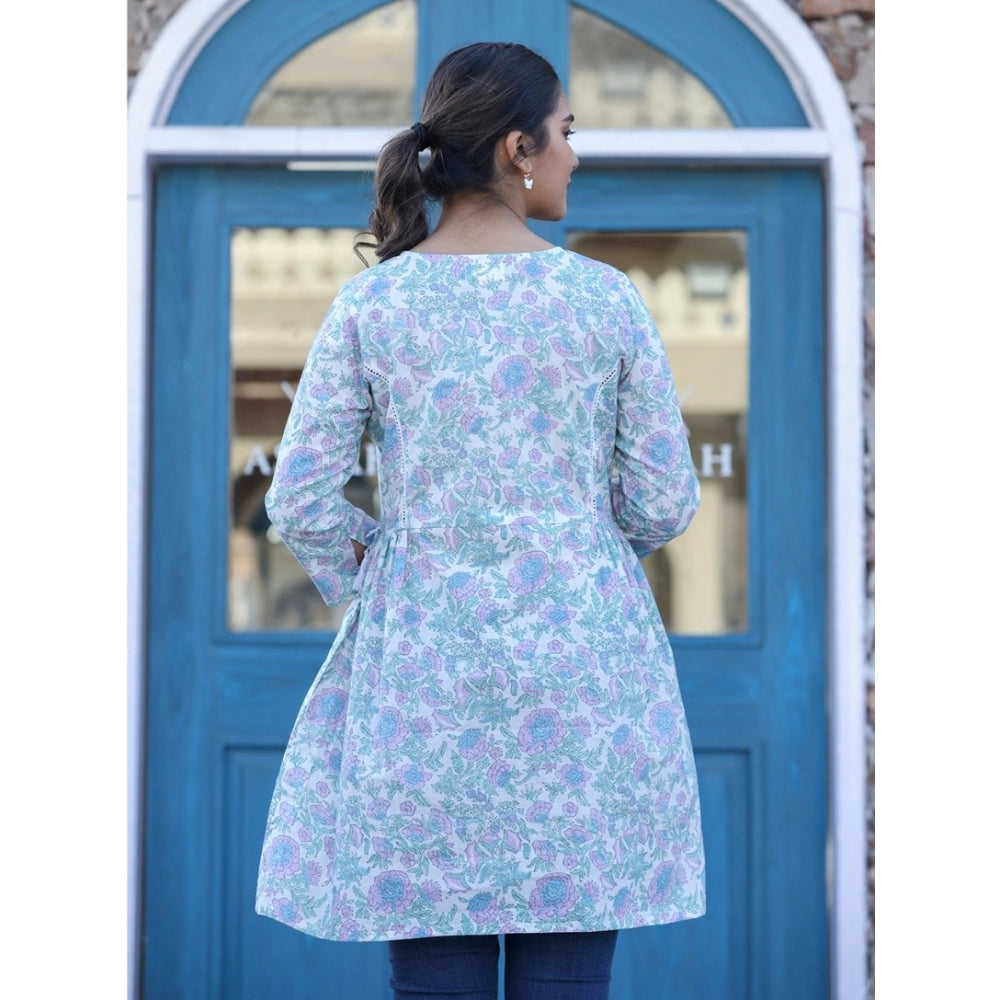 Ranili Cotton Printed 3/4 Sleeve Round Neck Tunics