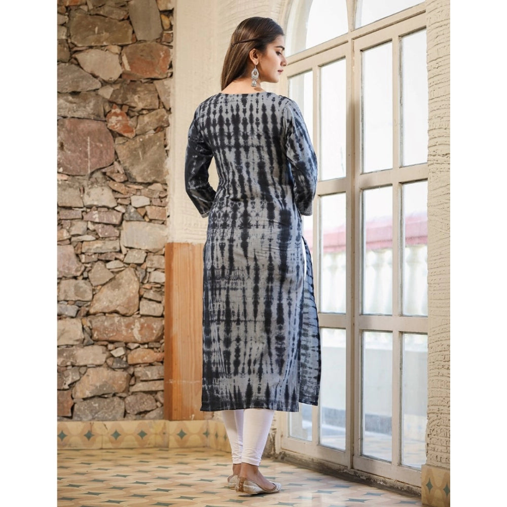 Ranili Cotton Dyed 3/4 Sleeve Round Neck Kurti