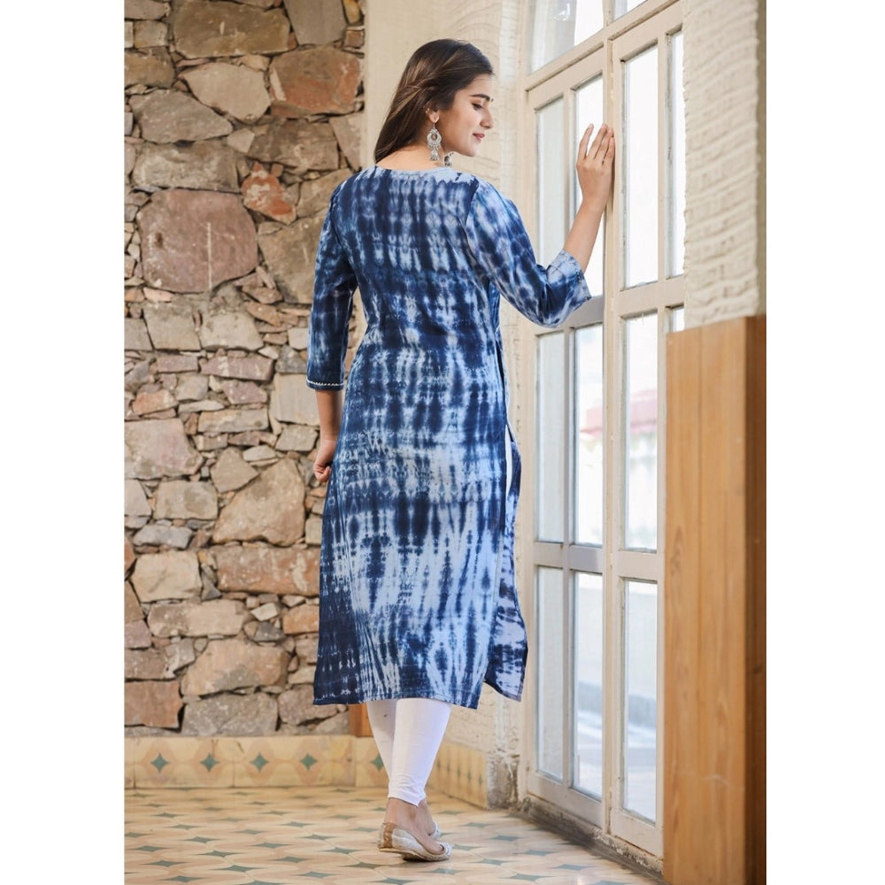 Ranili Cotton Dyed 3/4 Sleeve Round Neck Kurti