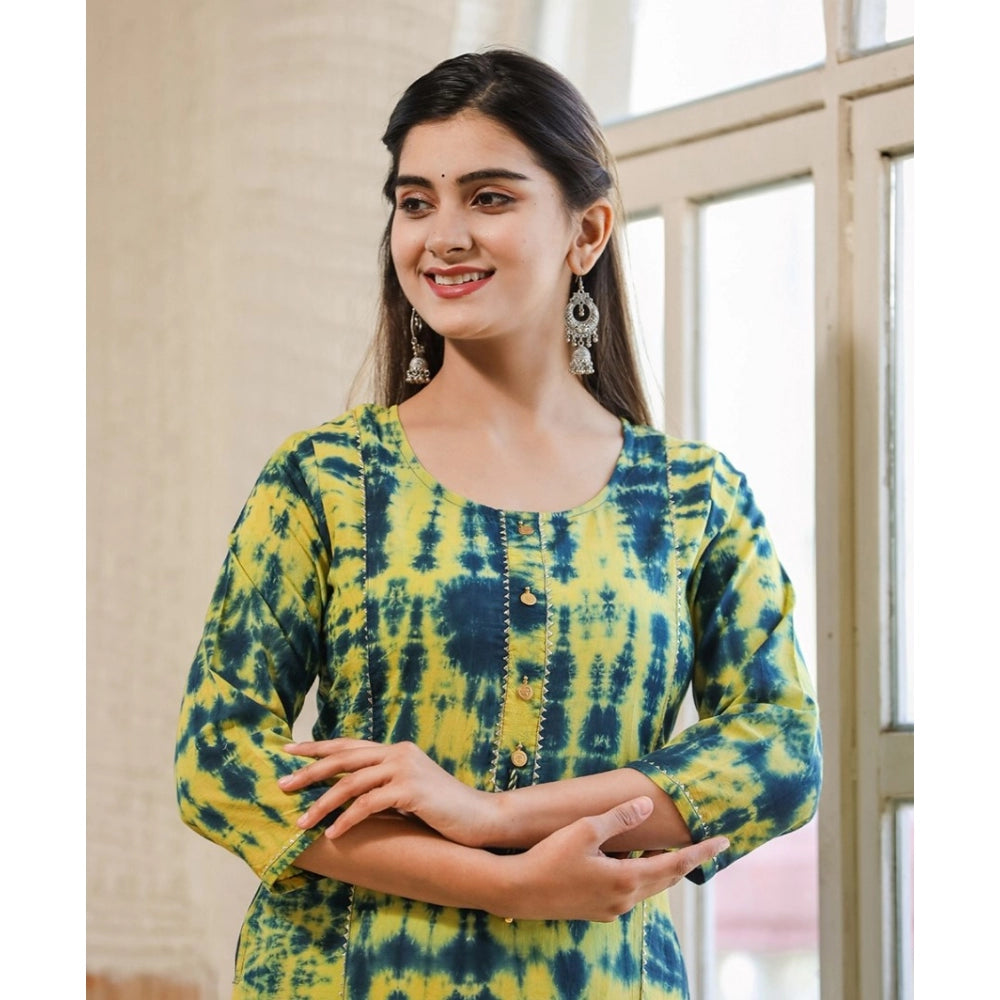 Ranili Cotton Dyed 3/4 Sleeve Round Neck Kurti