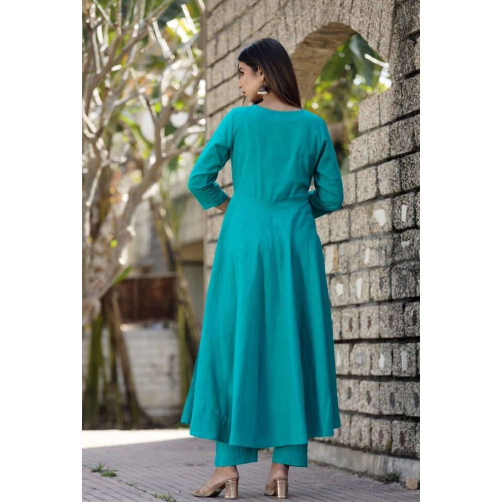 Ranili Cotton Solid 3/4 Sleeve Round Neck Kurti