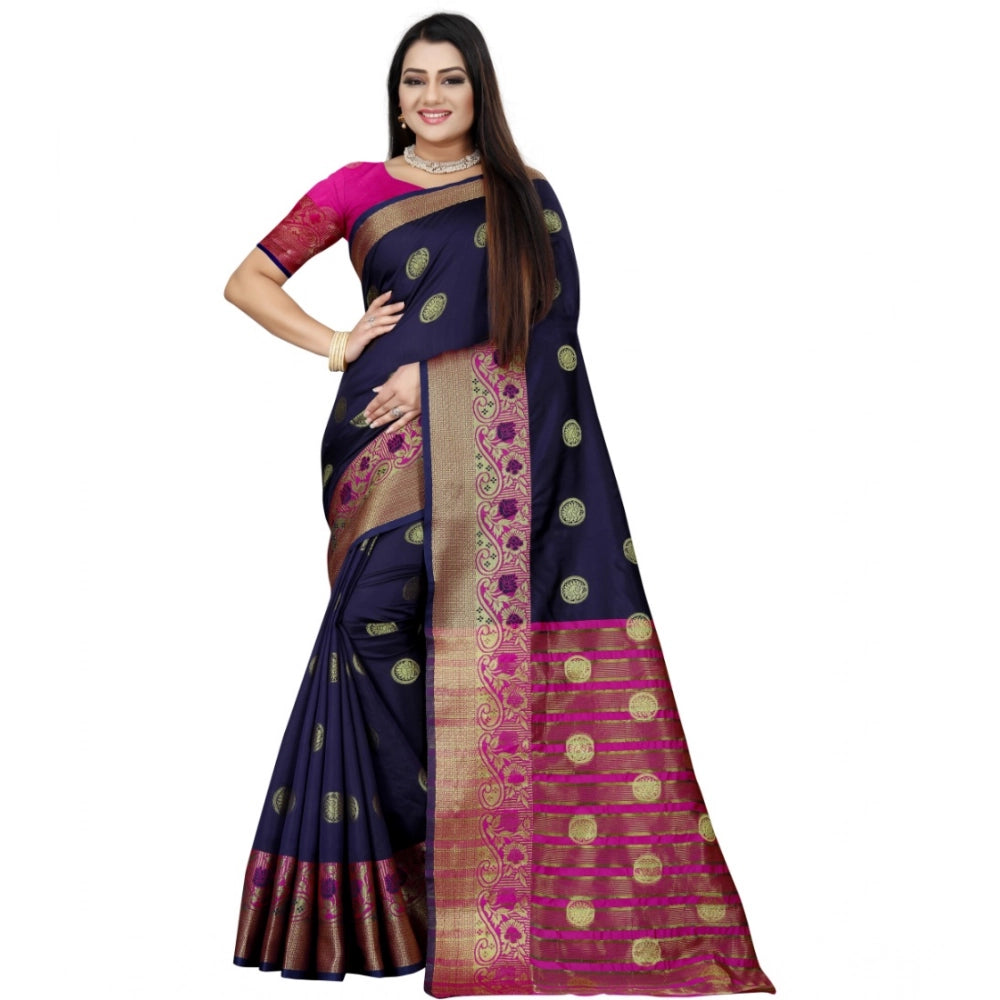 Ranili Silk Blend Woven Saree With Unstitched Blouse 5.5mtr