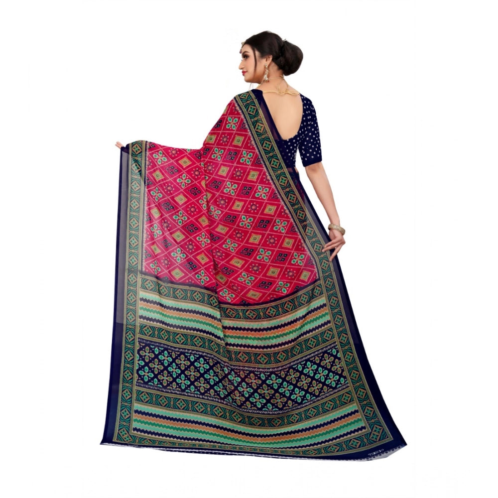 Ranili Georgette Floral Print Saree With Unstitched Blouse 5.5mtr