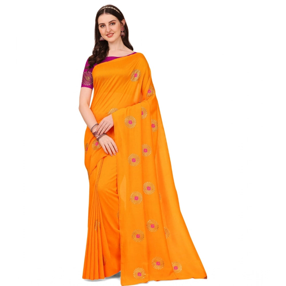 Ranili Silk Blend Embroidered Saree With Unstitched Blouse 5.5mtr