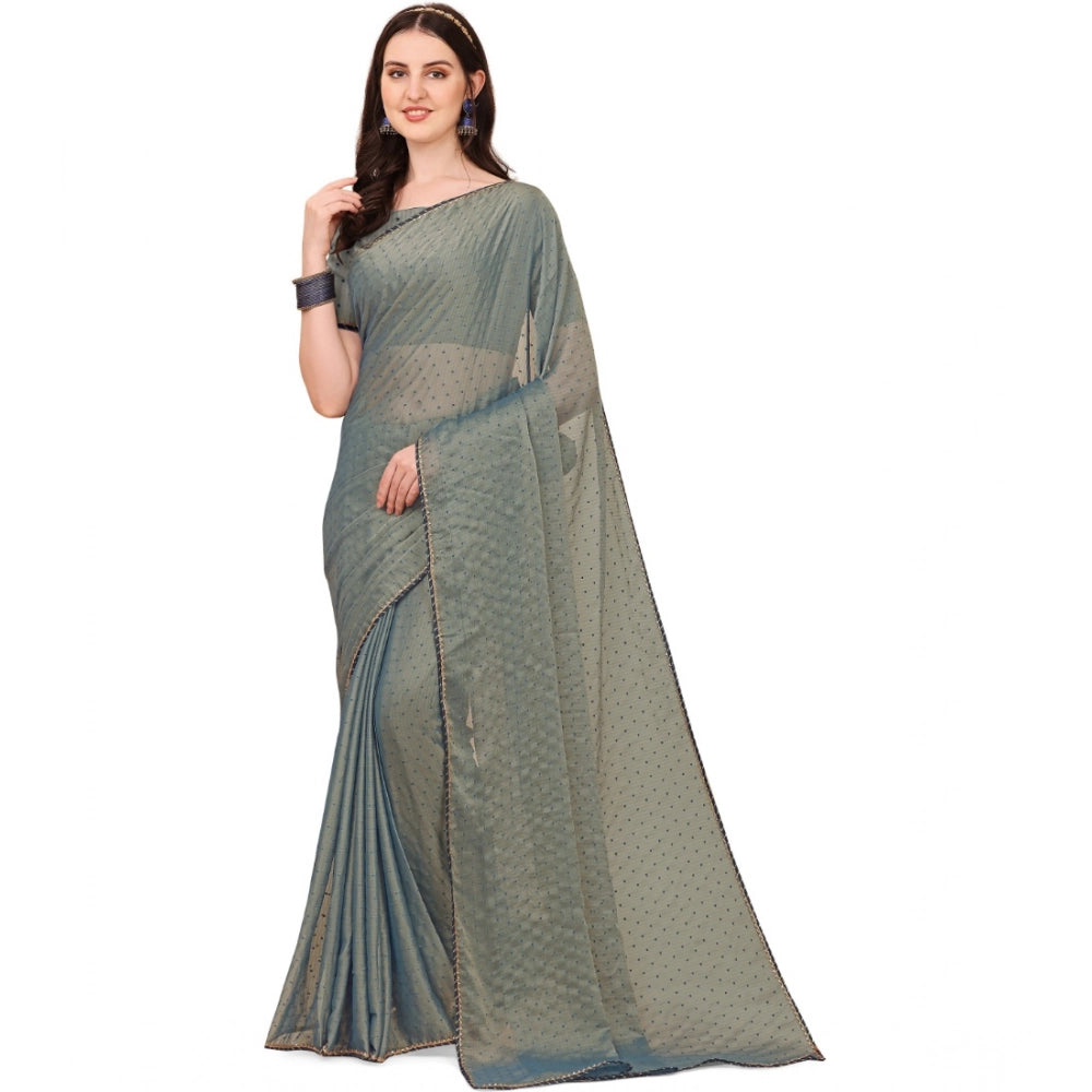 Ranili Silk Blend Embellished Saree With Unstitched Blouse 5.5mtr