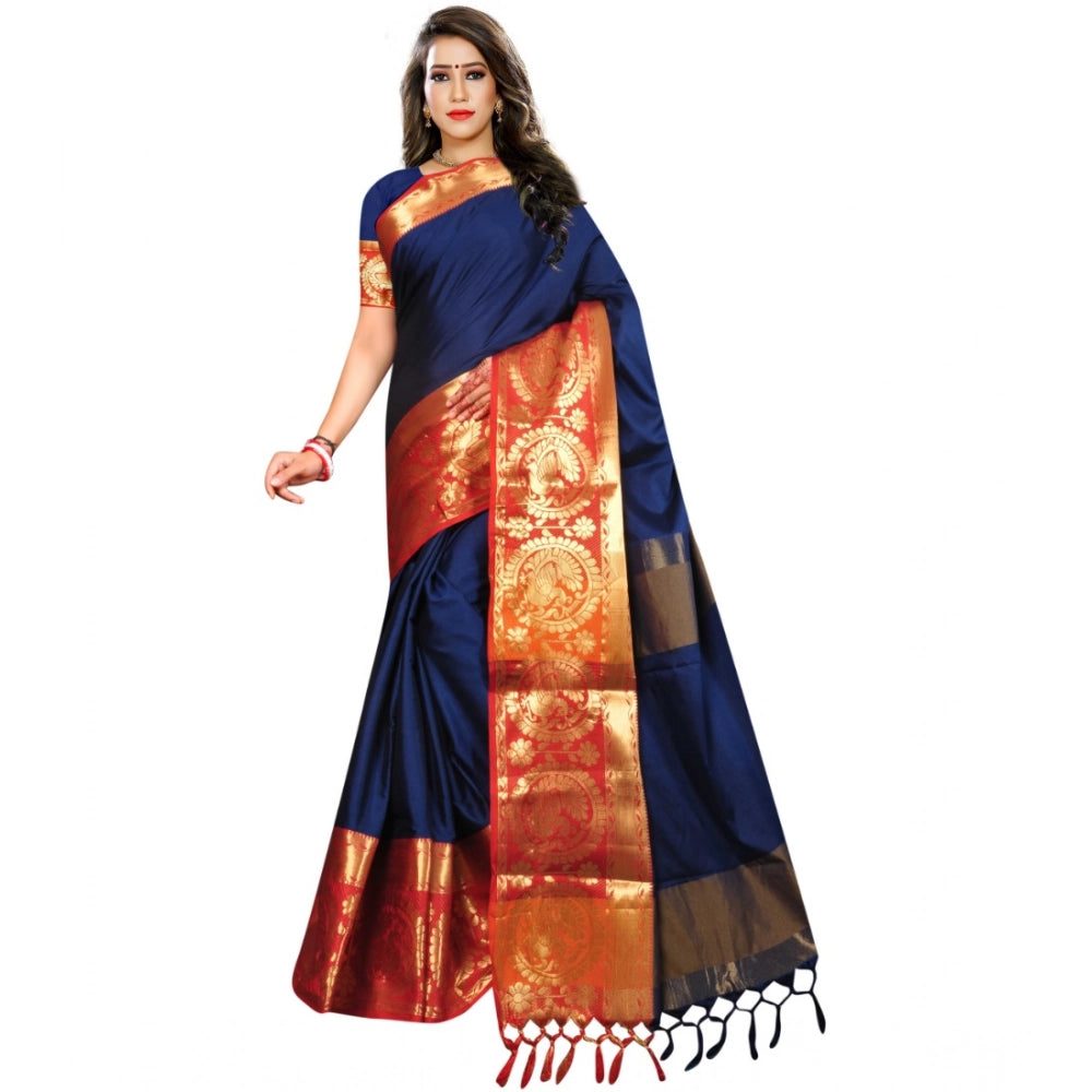 Ranili Jacquard Woven Saree With Unstitched Blouse 5.5mtr