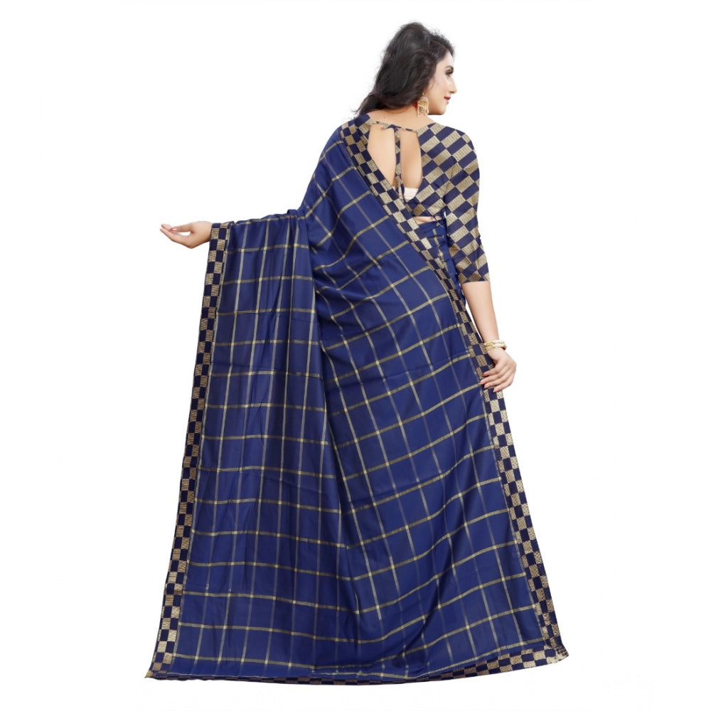 Ranili Cotton Silk Checkered Saree With Unstitched Blouse 5.5mtr