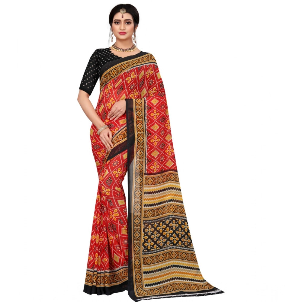 Ranili Georgette Floral Print Saree With Unstitched Blouse 5.5mtr