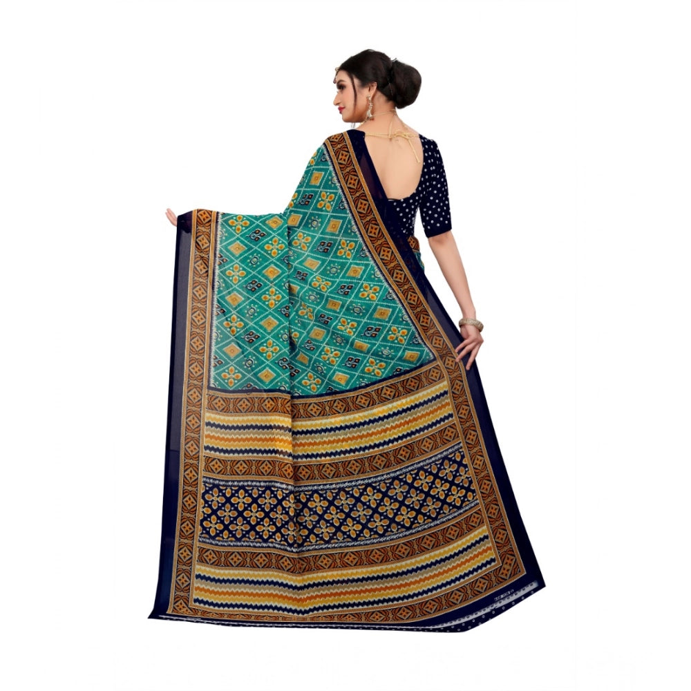 Ranili Georgette Floral Print Saree With Unstitched Blouse 5.5mtr