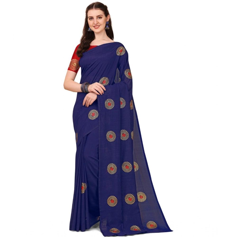 Ranili Silk Blend Embroidered Saree With Unstitched Blouse 5.5mtr