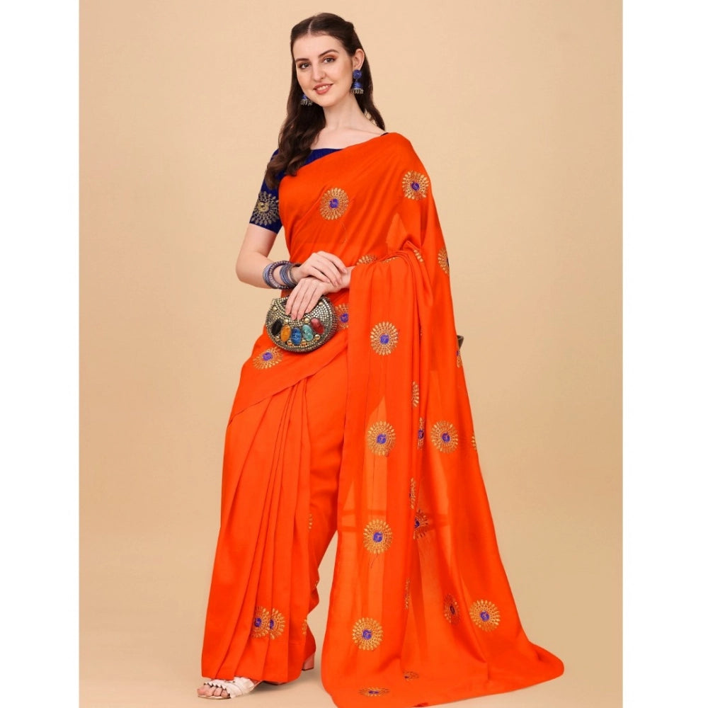 Ranili Silk Blend Embroidered Saree With Unstitched Blouse 5.5mtr