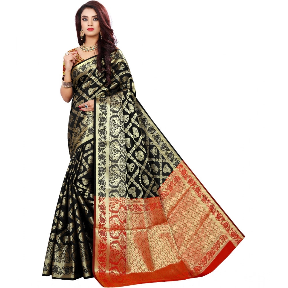 Ranili Jacquard Woven Saree With Unstitched Blouse 5.5mtr