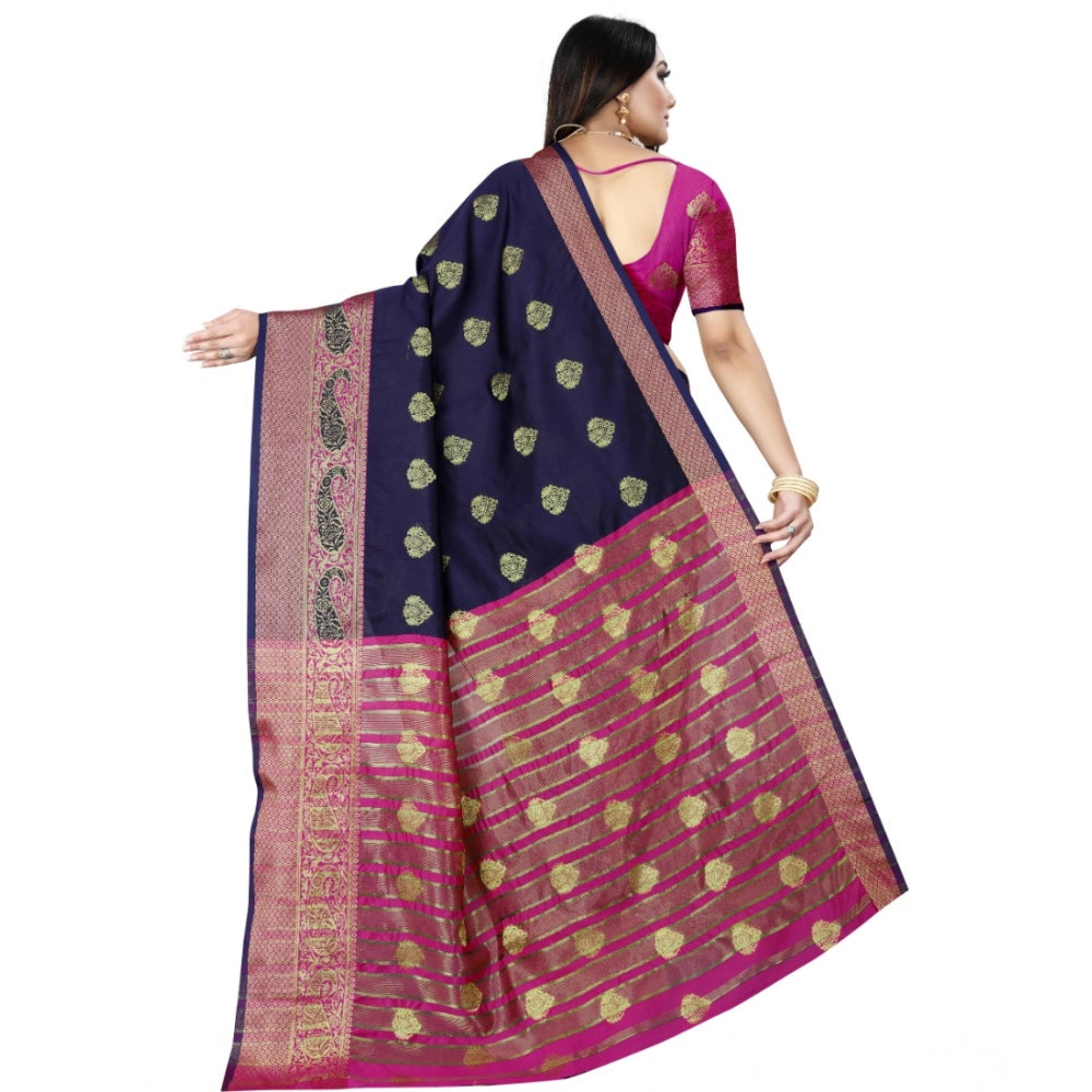 Ranili Silk Blend Woven Saree With Unstitched Blouse 5.5mtr