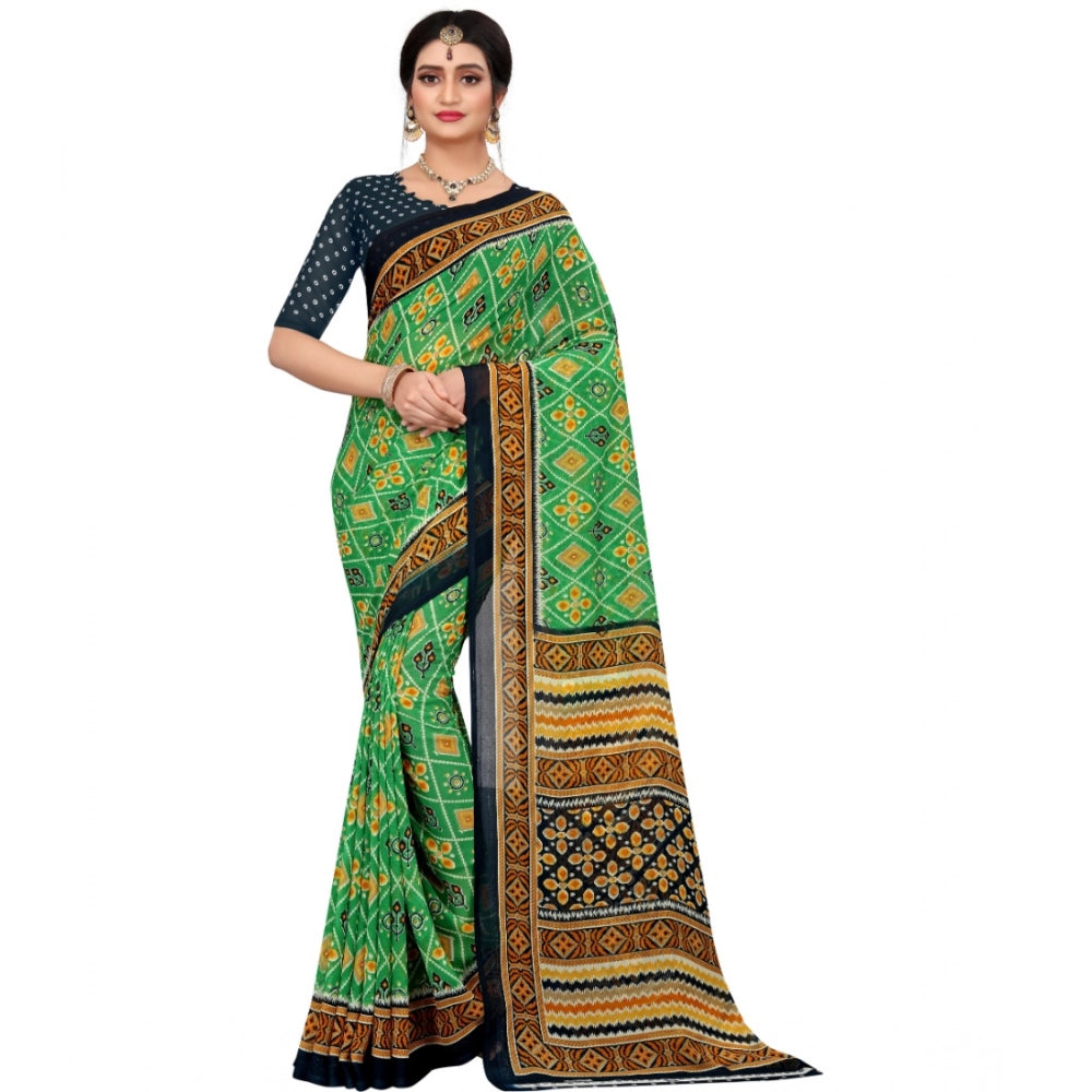 Ranili Georgette Floral Print Saree With Unstitched Blouse 5.5mtr