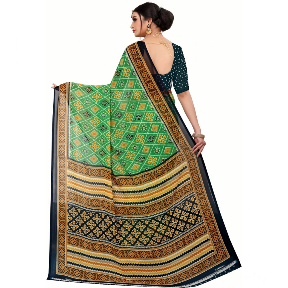 Ranili Georgette Floral Print Saree With Unstitched Blouse 5.5mtr