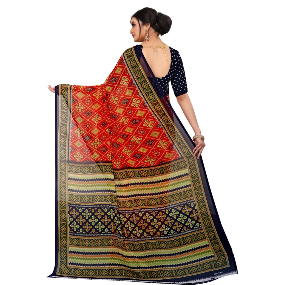 Ranili Georgette Floral Print Saree With Unstitched Blouse 5.5mtr