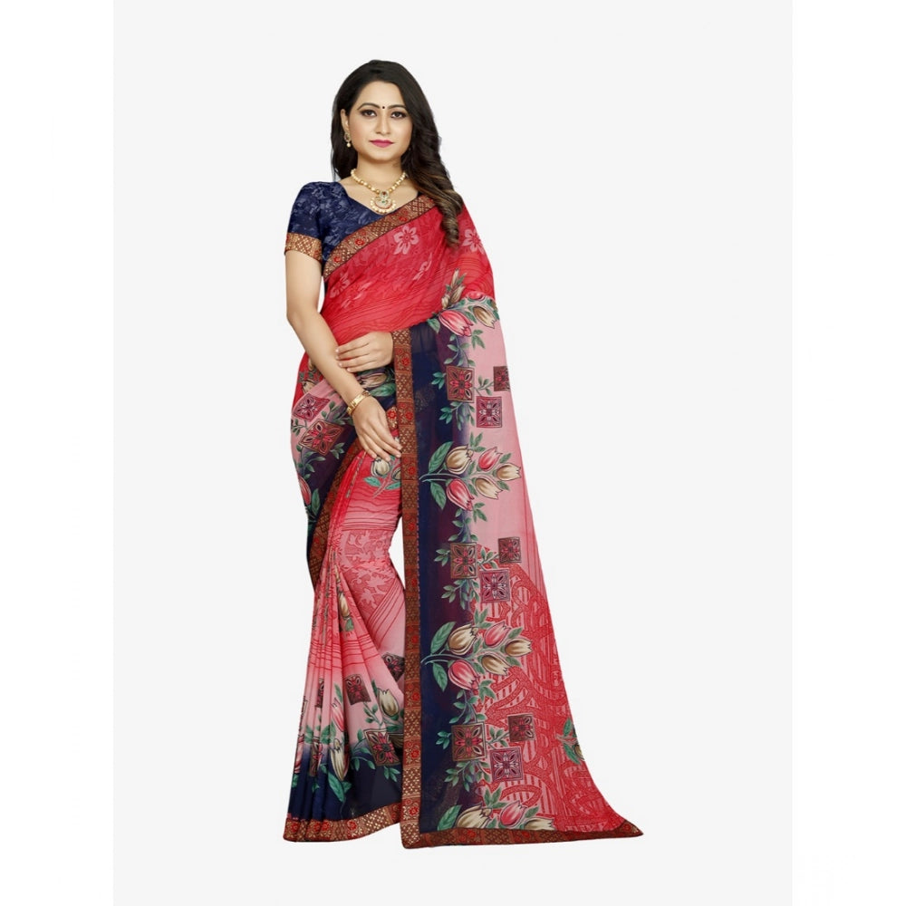 Ranili Georgette Floral Print Saree With Unstitched Blouse 5.5mtr