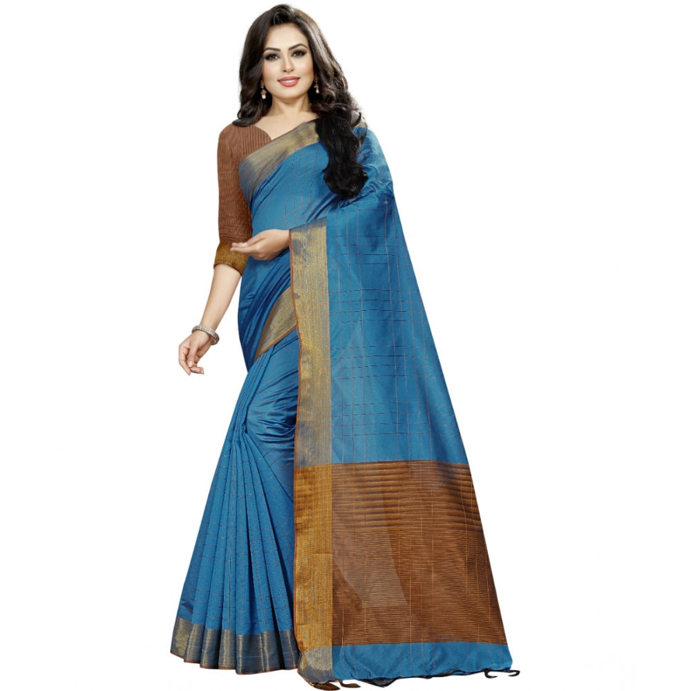 Ranili Cotton Silk Self Design Saree With Unstitched Blouse 5.5mtr