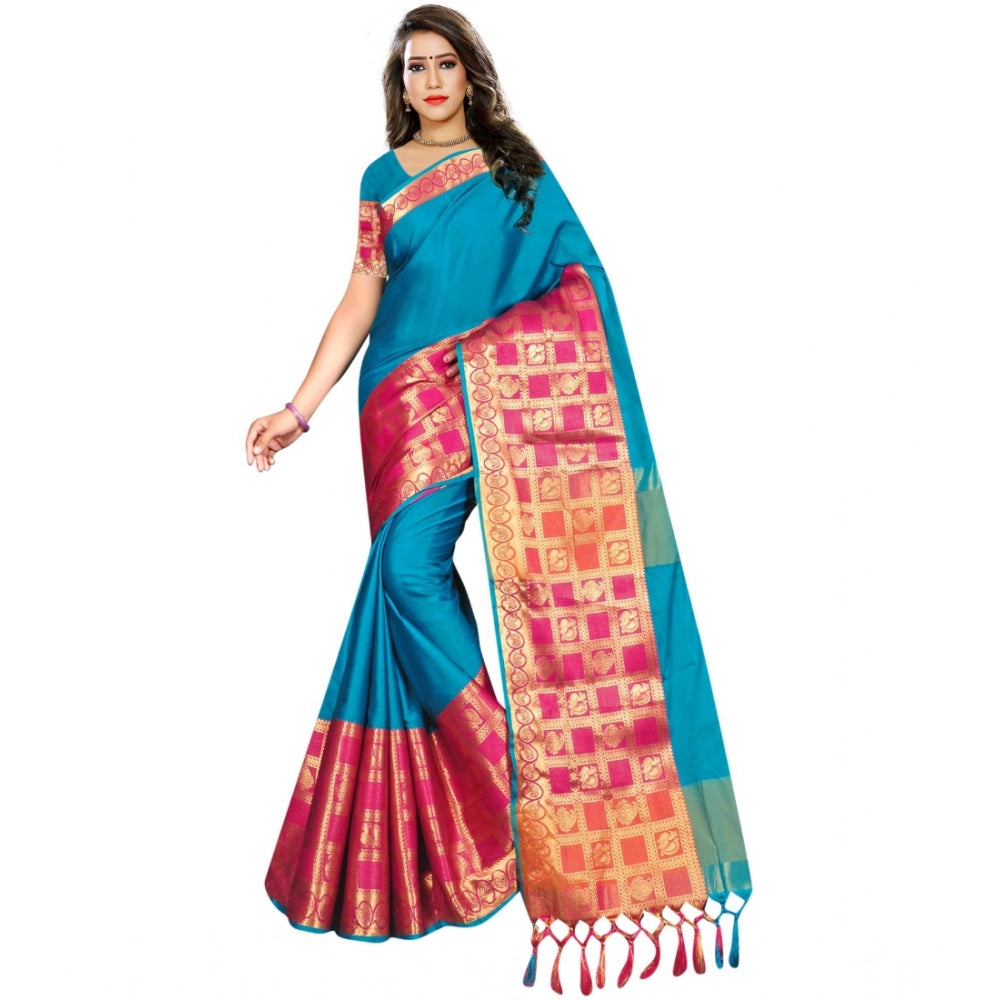 Ranili Jacquard Woven Saree With Unstitched Blouse 5.5mtr
