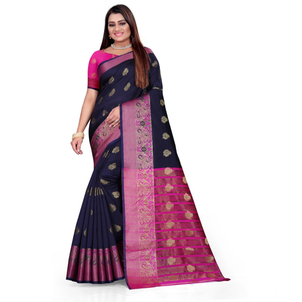 Ranili Silk Blend Woven Saree With Unstitched Blouse 5.5mtr
