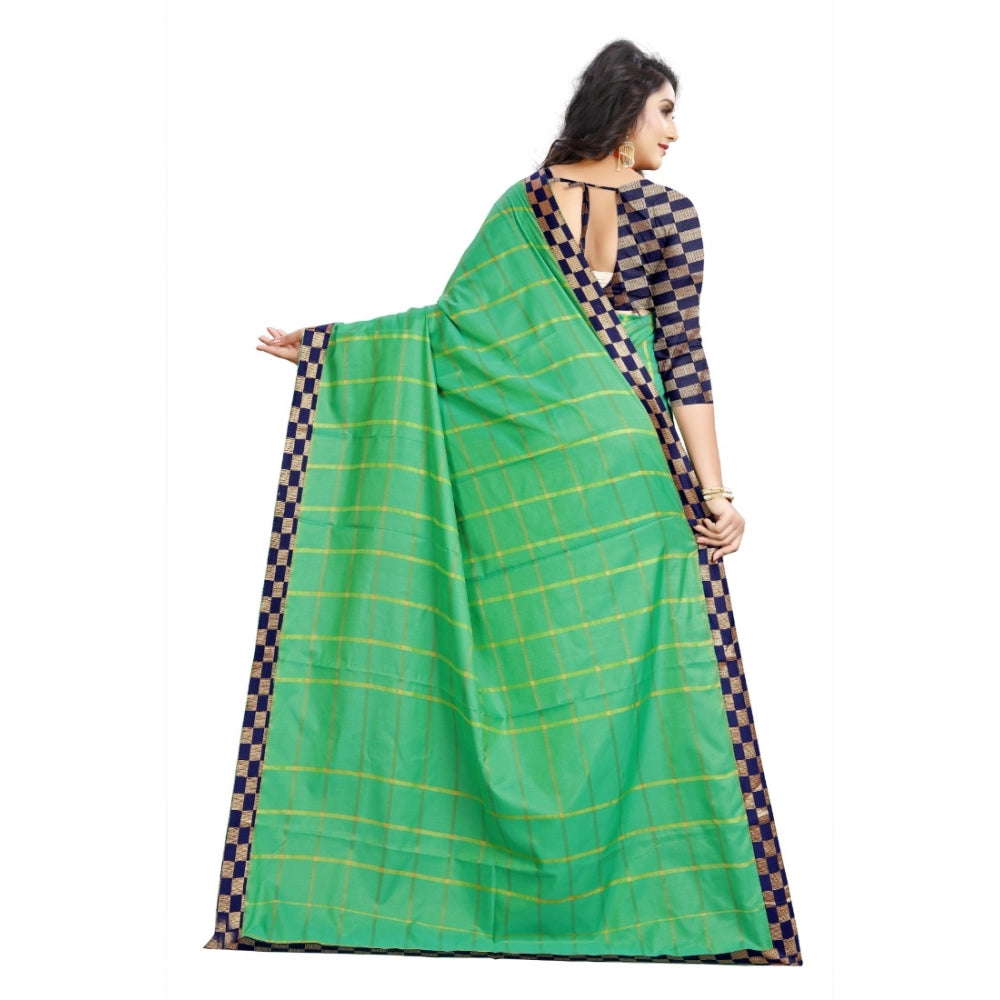 Ranili Cotton Silk Checkered Saree With Unstitched Blouse 5.5mtr
