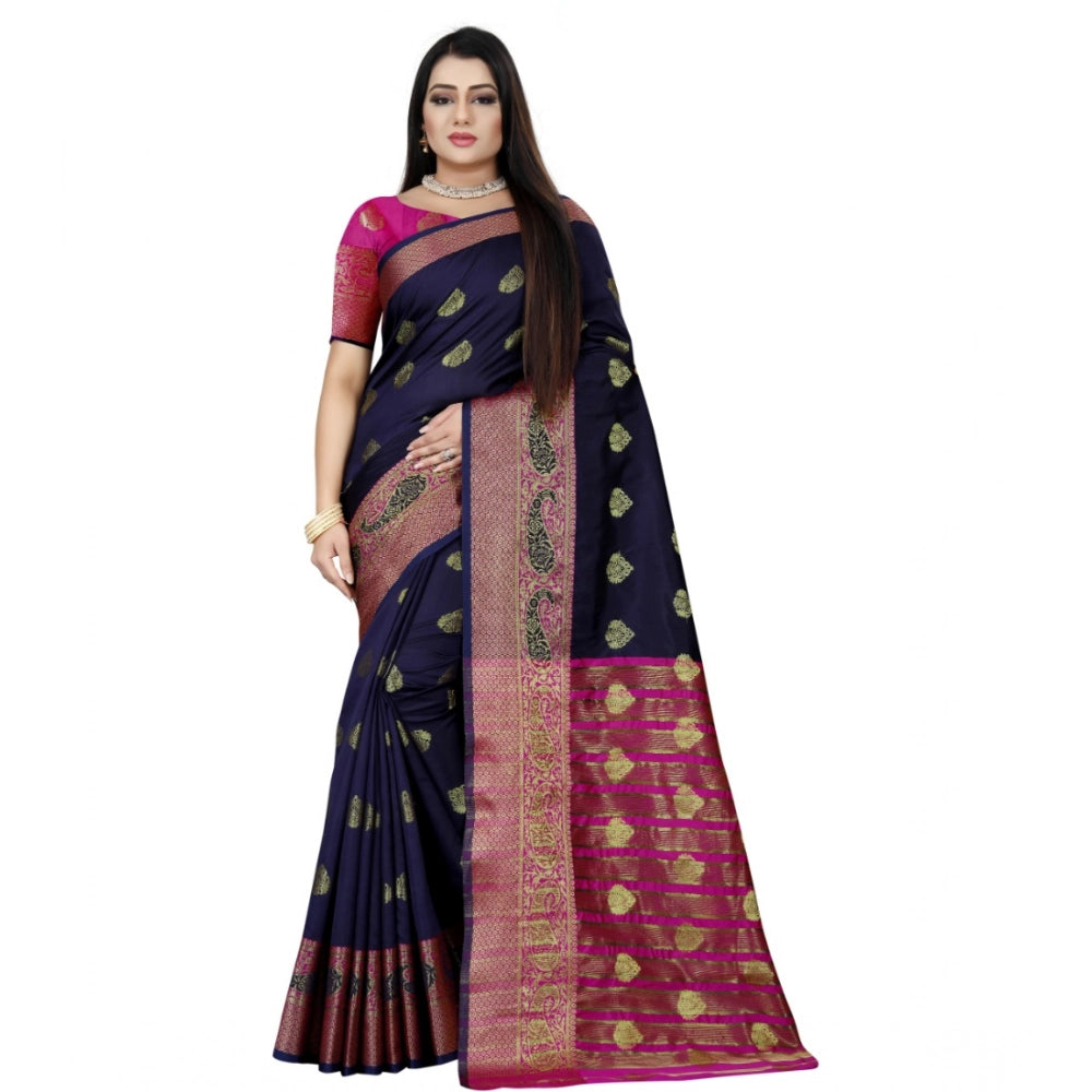 Ranili Silk Blend Woven Saree With Unstitched Blouse 5.5mtr