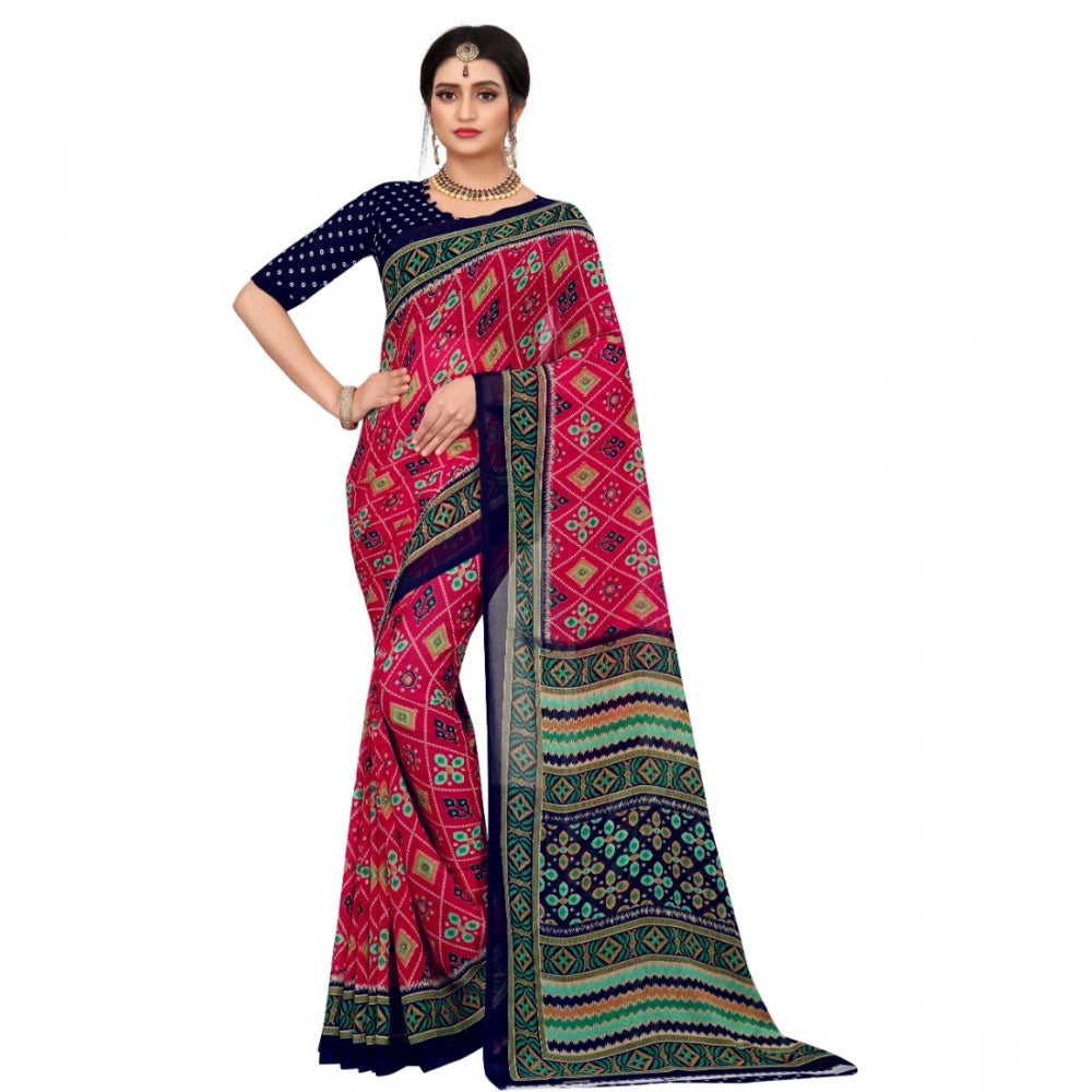Ranili Georgette Floral Print Saree With Unstitched Blouse 5.5mtr